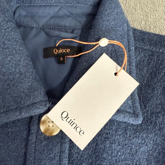 Quince 100% Merino Wool Cropped Shirt Jacket, Denim Blue Melange, S - Picture 3 of 5